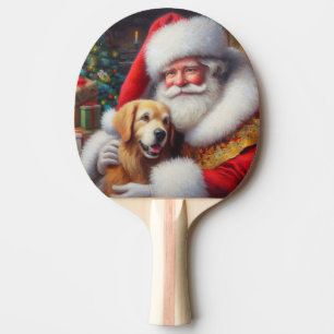 Christmas Santa Claus With Dogs 3 Ping Pong Paddle