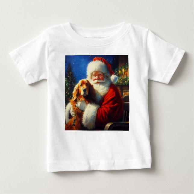 Christmas Santa Claus with Dogs 4 Baby T-Shirt (Front)
