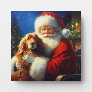 Christmas Santa Claus with Dogs 4 Plaque