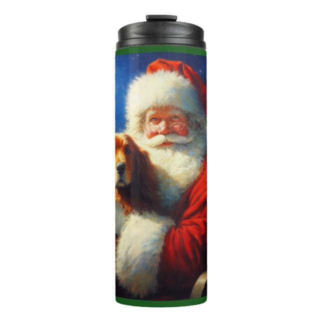 Christmas Santa Claus with Dogs 4 Thermal Tumbler (Front)