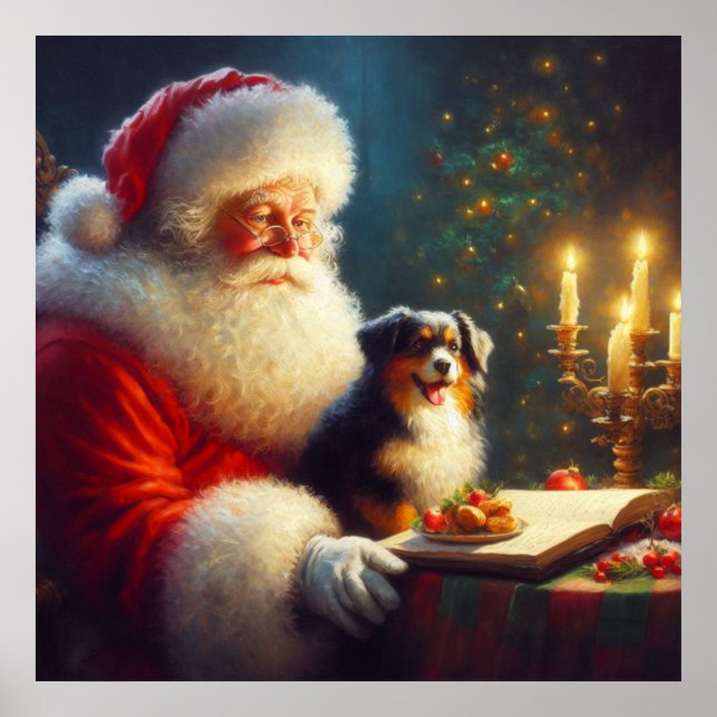 Christmas Santa Claus with Dogs 5 Poster (Front)