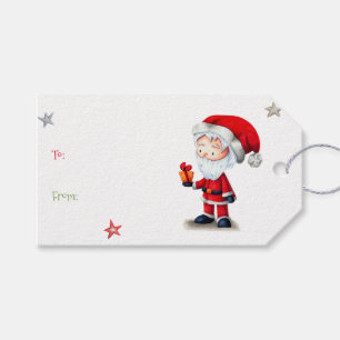 Christmas Santa Claus with Gift (to and from) Cute Tags