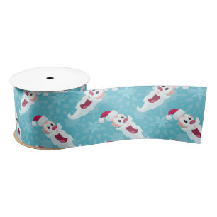 Christmas Santa Claus with snowflakes Satin Ribbon