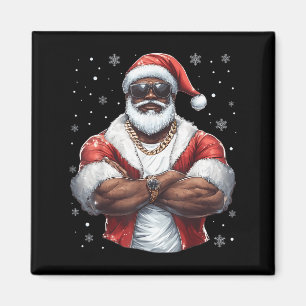 Christmas Santa Claus Xmas Cool Black African Amer Magnet