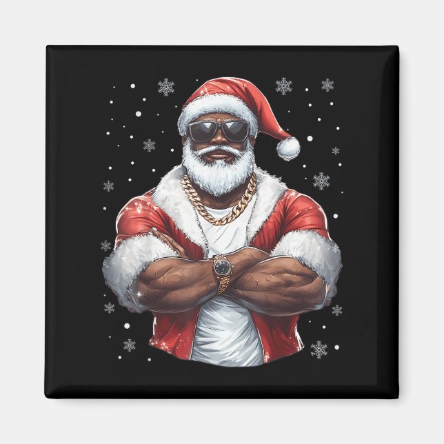 Christmas Santa Claus Xmas Cool Black African Amer Magnet (Front)