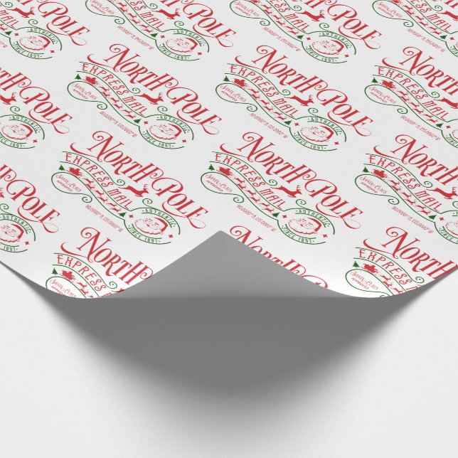 Christmas Santa Clause Delivery North Pole Express Wrapping Paper (Corner)