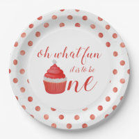 Christmas Santa Cupcake First Birthday Paper Plate