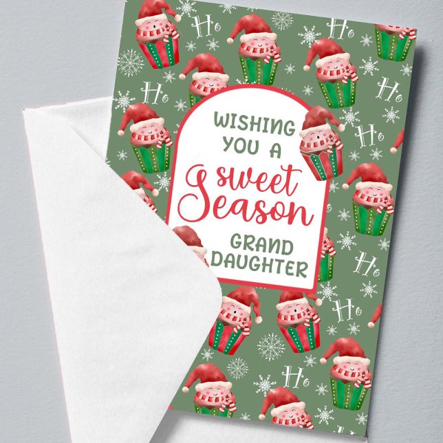 Christmas Santa Cupcakes for Granddaughter  Card (Creator Uploaded)