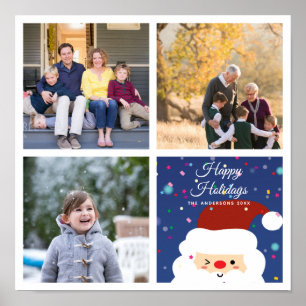 Christmas Santa Cute Family Photo Collage Holiday Poster