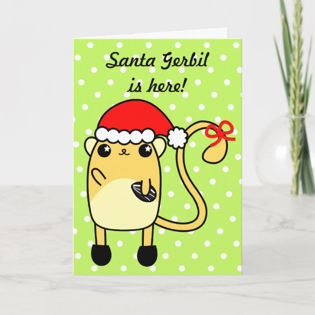 Christmas Santa Cute Gerbil Card (Front)