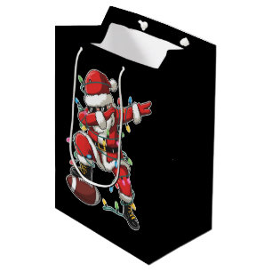 Christmas Santa Dabbing Footballer Xmas Football  Medium Gift Bag