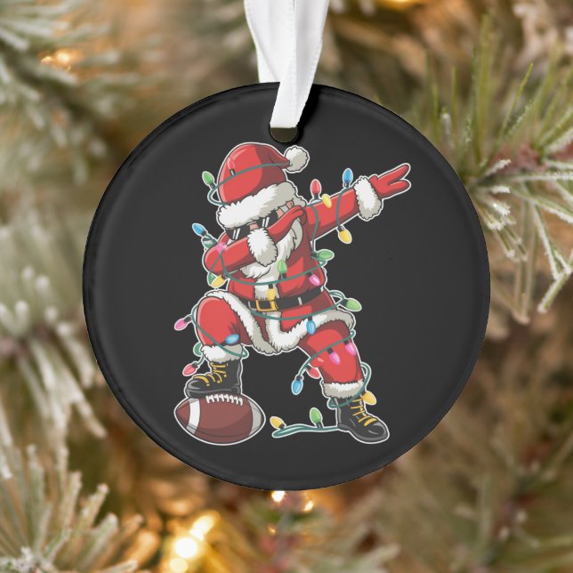 Christmas Santa Dabbing Footballer Xmas Football  Ornament (Tree)