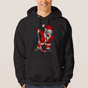 Christmas Santa Dabbing Hockey Player Boys Kids Da Hoodie