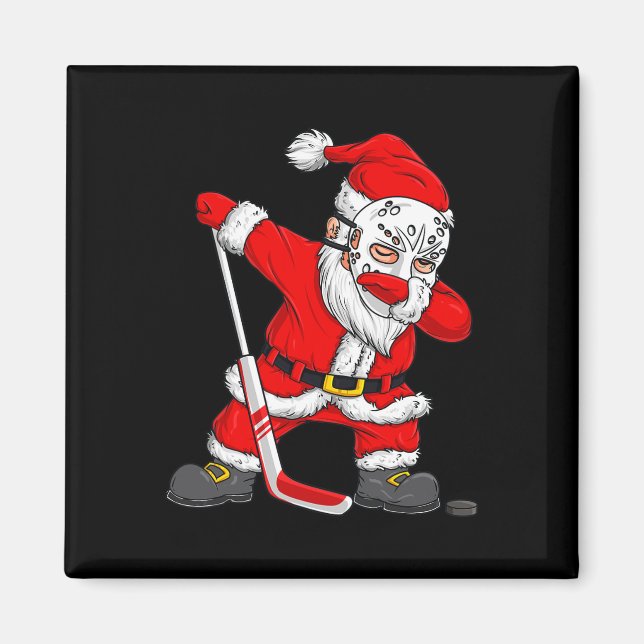 Christmas Santa Dabbing Hockey Player Boys Kids Da Magnet (Front)