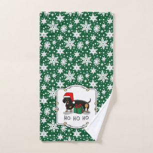 Christmas Santa Dachshund (S black & tan) Cute Bath Towel Set