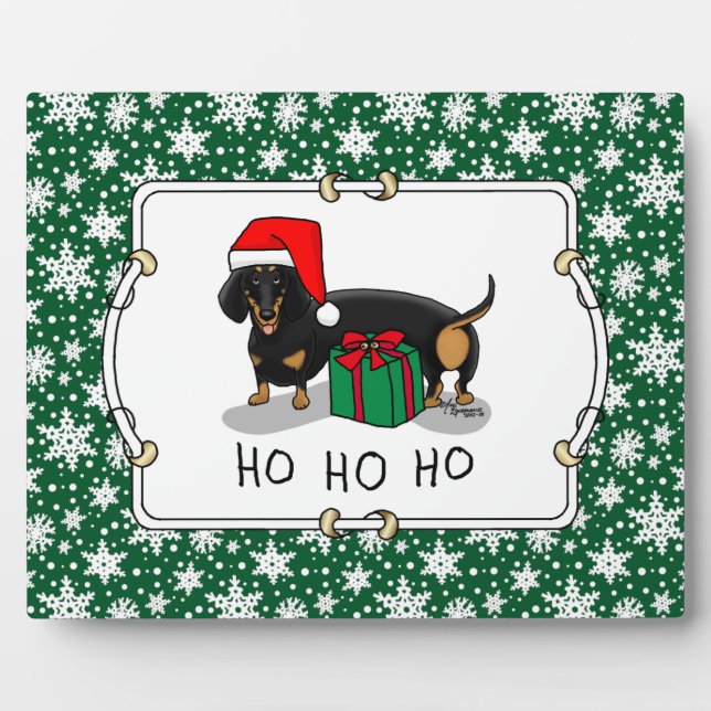 Christmas Santa Dachshund (S black & tan) Cute Plaque (Front)