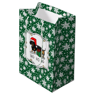 Christmas Santa Dachshund (S black & tan) Funny Medium Gift Bag