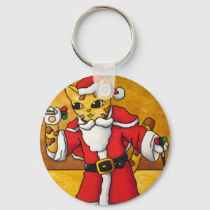 Christmas Santa Darts Cat Key Ring