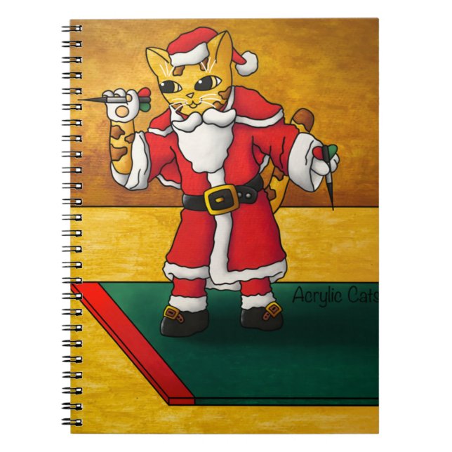 Christmas Santa Darts Cat Notebook (Front)