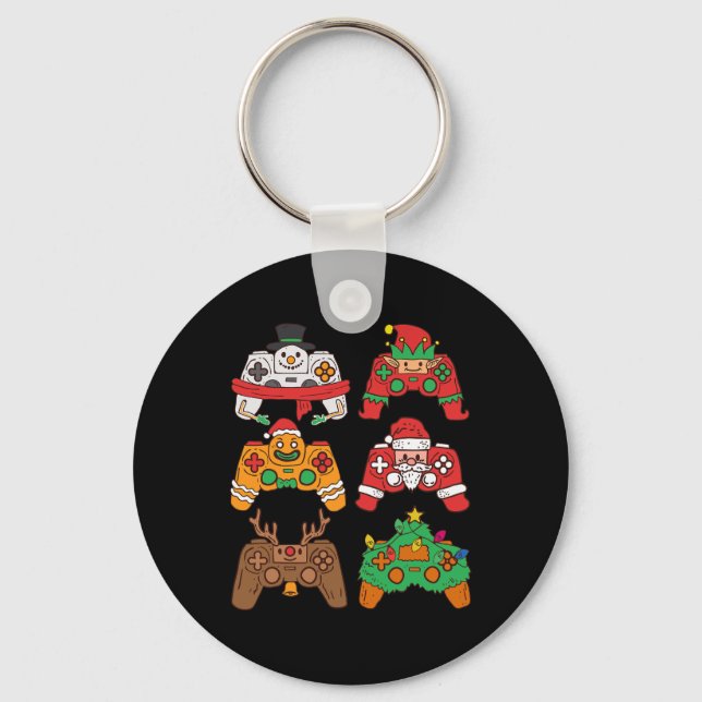 Christmas Santa deer gaming controllers Boys kids  Key Ring (Front)