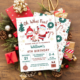 Christmas Santa Deer Snowman Holiday Birthday Invitation
