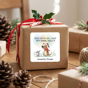 Christmas santa dog watercolor festive square sticker