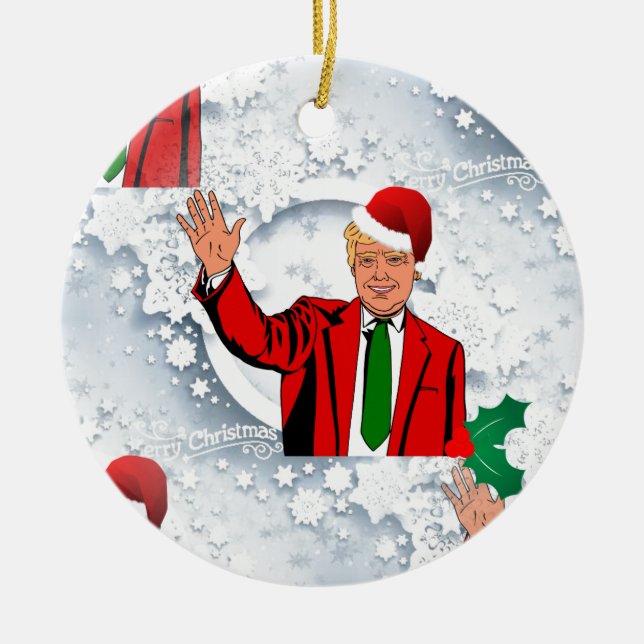 christmas santa donald trump ceramic tree decoration (Front)