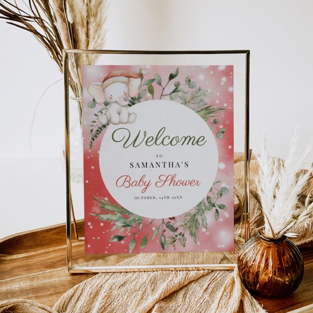 Christmas Santa Elephant Baby Shower Welcome Sign (Creator Uploaded)
