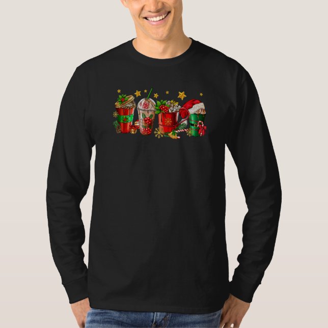 Christmas Santa Elf Coffee Hot Cocoa Sweets Winter T-Shirt (Front)