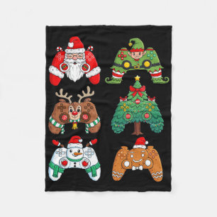 Christmas Santa Elf Gaming Controllers Fun Xmas Bo Fleece Blanket