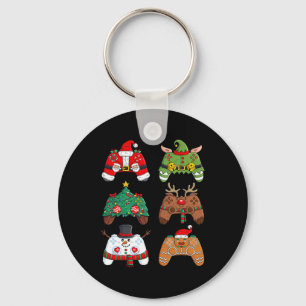 Christmas Santa Elf Gaming Controllers Fun Xmas Bo Key Ring