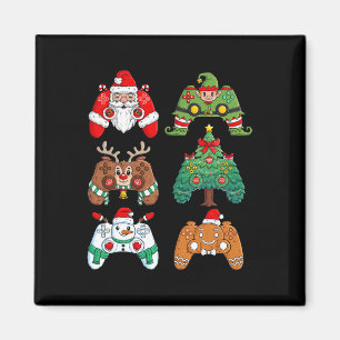 Christmas Santa Elf Gaming Controllers Fun Xmas Bo Magnet