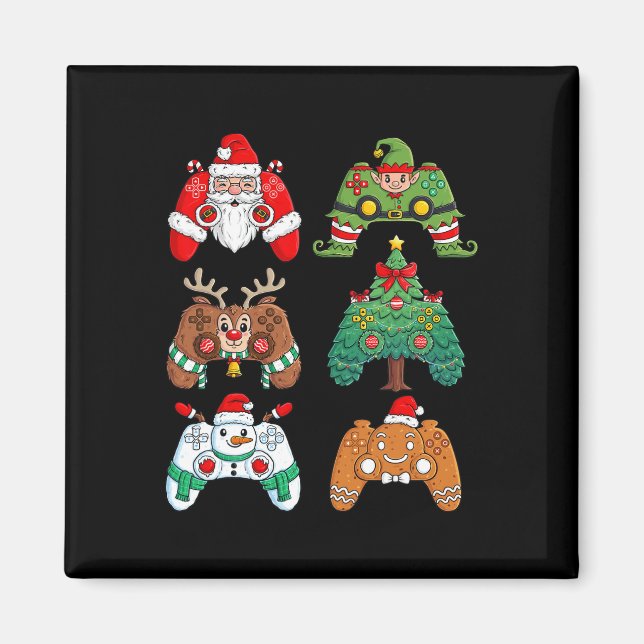 Christmas Santa Elf Gaming Controllers Fun Xmas Bo Magnet (Front)