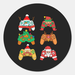 Christmas Santa Elf Gaming Controllers Gamer Xmas  Classic Round Sticker