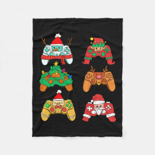 Christmas Santa Elf Gaming Controllers Gamer Xmas  Fleece Blanket