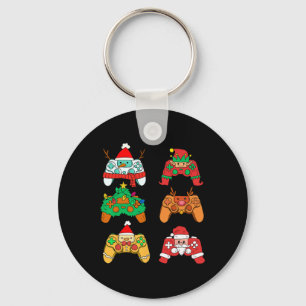Christmas Santa Elf Gaming Controllers Gamer Xmas Key Ring
