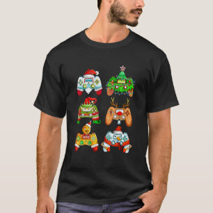 Christmas Santa Elf Gaming Controllers Snowman Boy T-Shirt