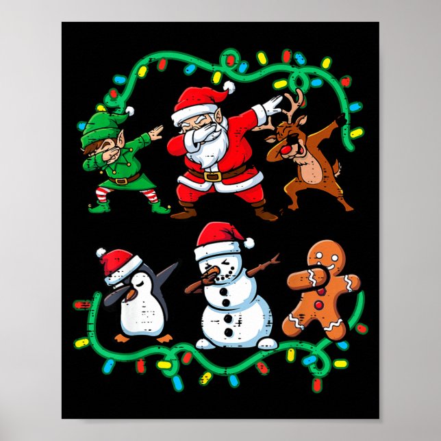 Christmas Santa Elf Reindeer Dab Xmas Dance Boys G Poster (Front)