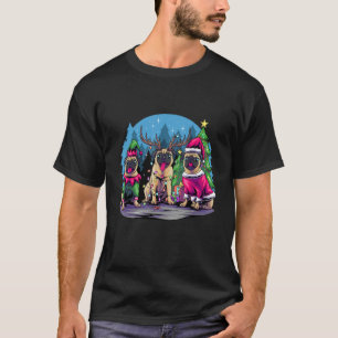 Christmas Santa elf reindeer  pug with Christmas l T-Shirt