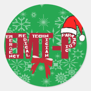 Christmas Santa EMT-P Paramedic Classic Round Sticker