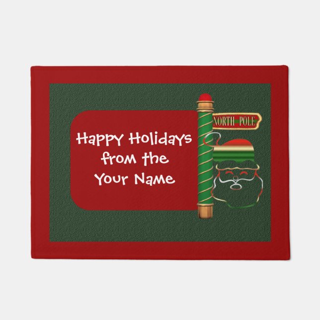 Christmas Santa Face Holiday Personalised Doormat (Front)