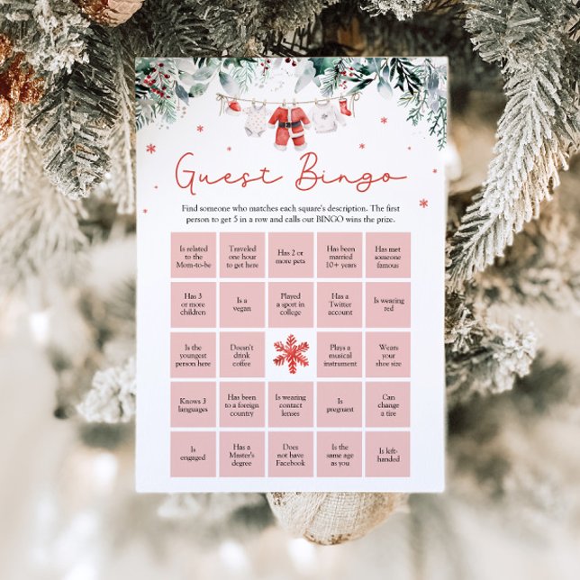 Christmas Santa Find the Guest Bingo Baby Shower Invitation (Creator Uploaded)