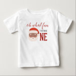 Christmas Santa First Birthday Baby T-Shirt<br><div class="desc">Oh what fun,  it is to be One! Christmas Santa first birthday party shirt with watercolor santa.</div>