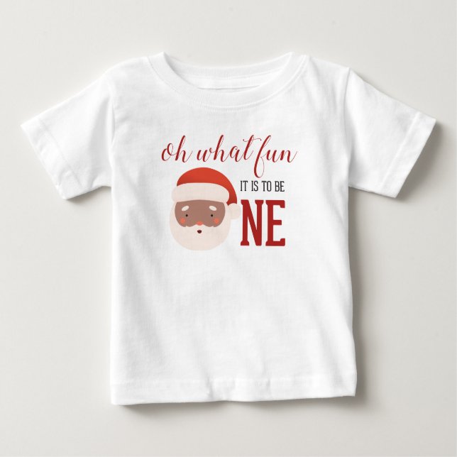Christmas Santa First Birthday Baby T-Shirt (Front)