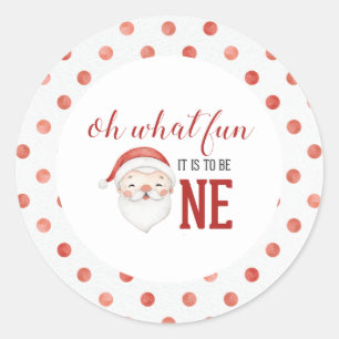 Christmas Santa First Birthday Classic Round Sticker