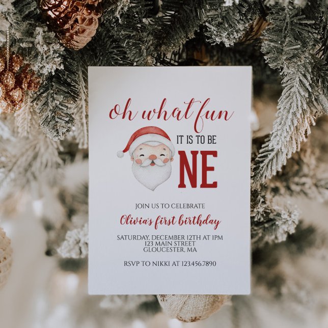Christmas Santa First Birthday Invitation (Creator Uploaded)