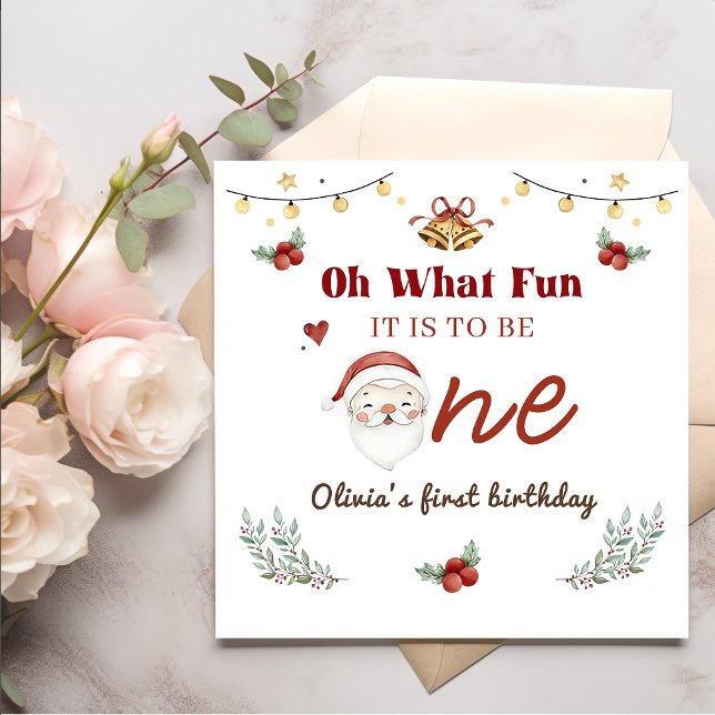 Christmas Santa First Birthday Napkin (Creator Uploaded)