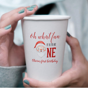 Christmas Santa First Birthday Paper Cups