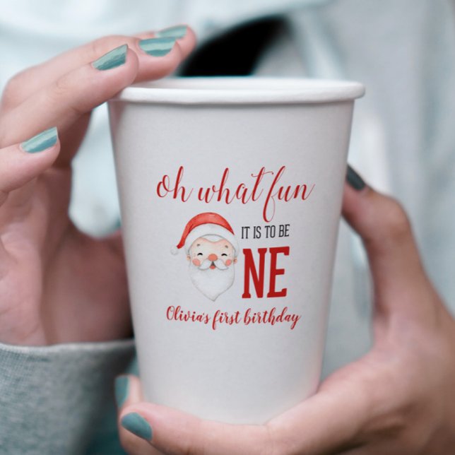 Christmas Santa First Birthday Paper Cups (Creator Uploaded)