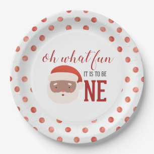 Christmas Santa  First Birthday Paper Plate